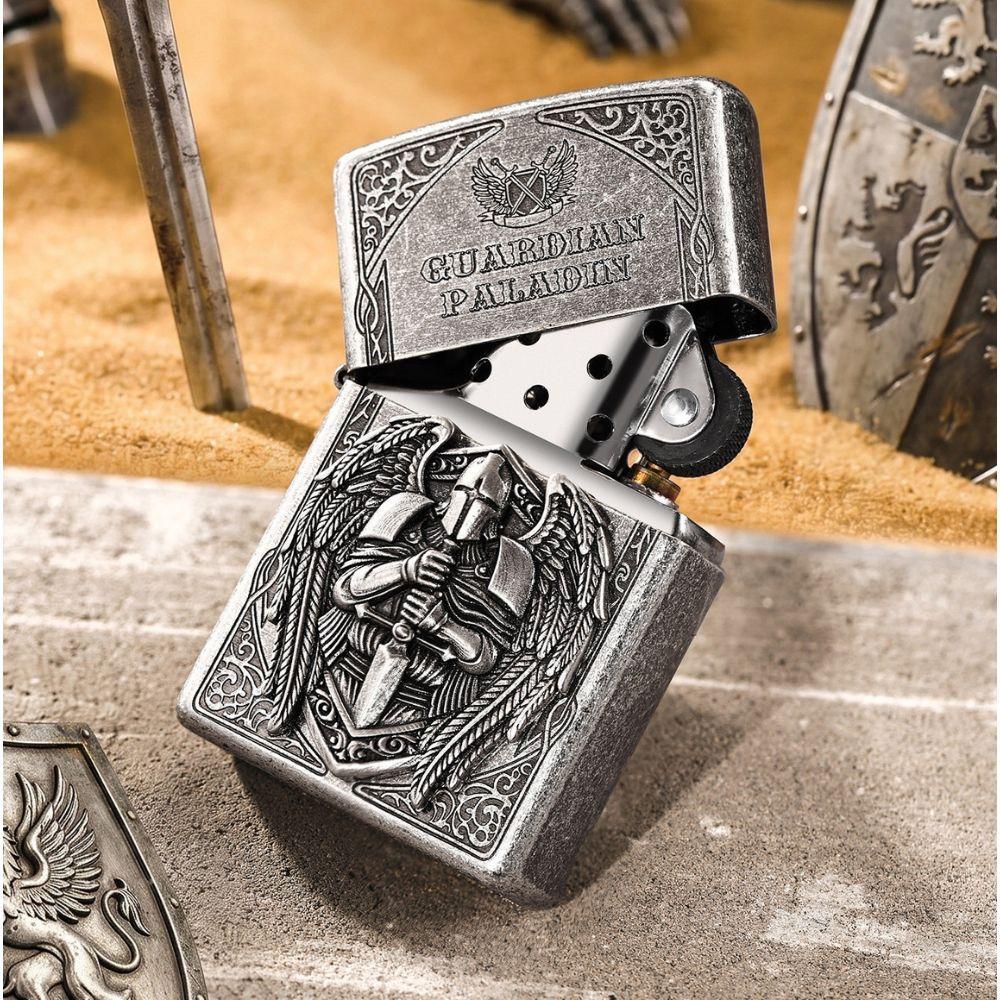 ZIPPO 오일 라이터 수호 성기사 실버 남성 생일 기념일 승진 발렌타인데이 선물 - 상세 이미지 3