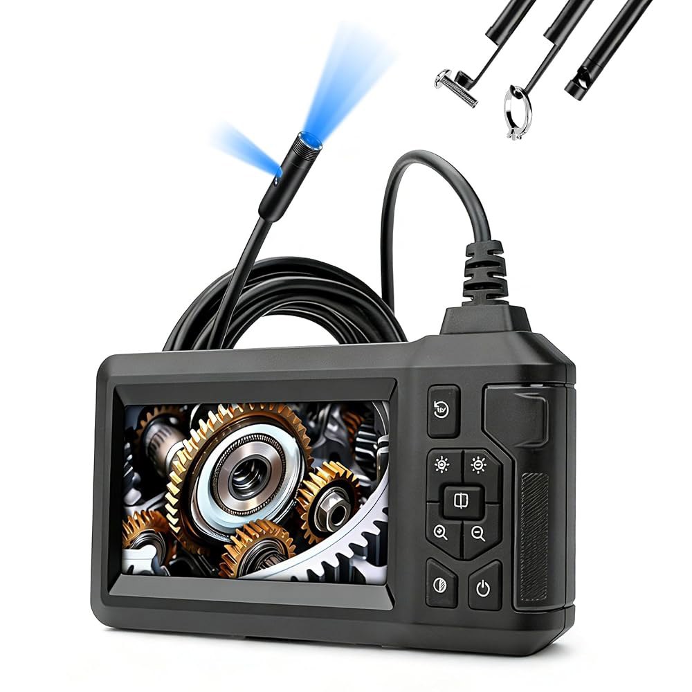 조명과 이중 렌즈가 장착된 내시경 Endoscope 카메라 검사용 보어스코프 Endoscope4.3인치 IPS 화면, 1080P HD 해상도, 8개의 LED 조명, 16.5인치FT - 상품 이미지