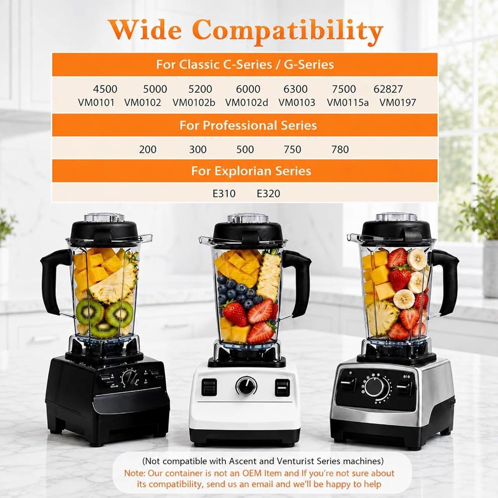 블렌더 피처 64oz, Vitamix 5200, 5000, 5300, 6300, 7500, 750, E310, VM0101, VM0103, VM0197, Classic /Explo - 상세 이미지 3