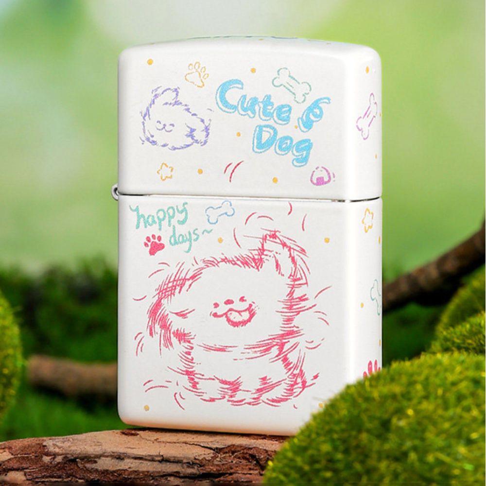 ZIPPO 라이터 행복한 강아지 오일 백아칠 디자인 남친 생일 기념일 발렌타인데이 선물 - 상세 이미지 5