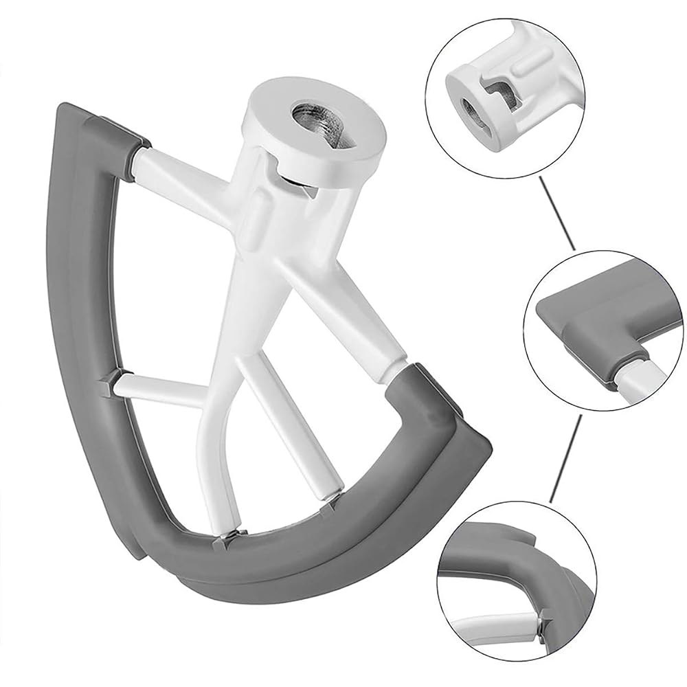 KitchenAid 믹서용 플렉스 엣지 비터, 믹서 액세서리와 호환되며, 4.5~5쿼트 볼에 맞는 틸트 헤드 스탠드 볼, 실리콘 회색 Grey - 상세 이미지 2