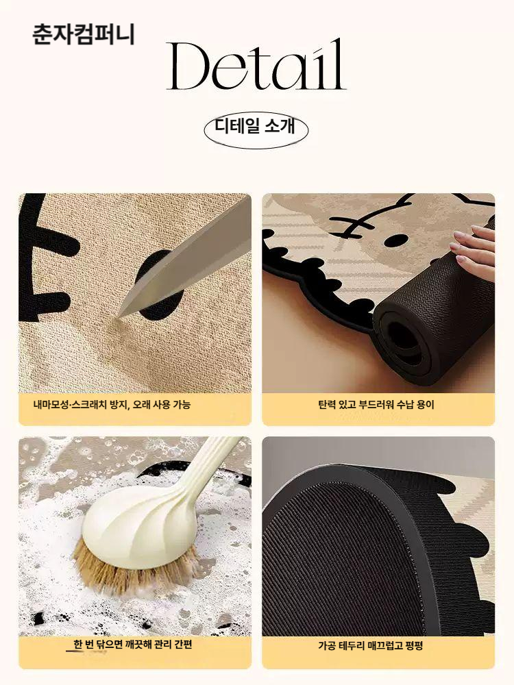 헬로키티 욕실 매트 발판 주방 전용 미끄럼방지 흡수 발매트 바닥용 카페트 캣 - 불규칙 40x60 cm - 상세 이미지 2