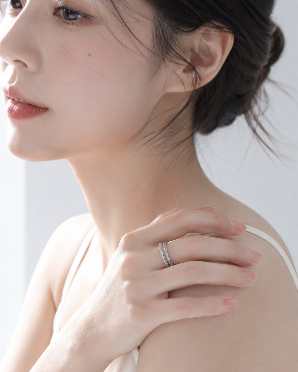다이아 두줄 반지 노드 레이어드 가드링 스테킹 여성 골드링 여자 친구 선물 - 상세 이미지 3