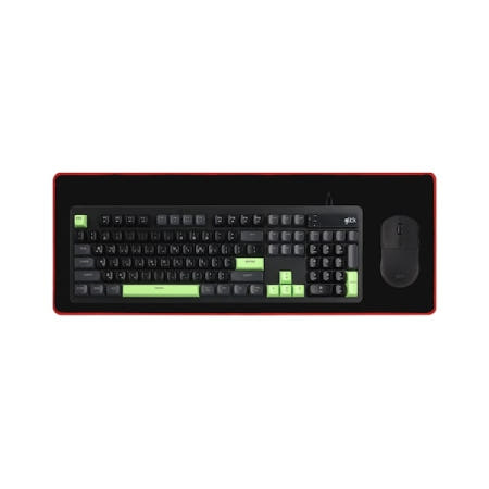 지클릭커 오피스프로 OPK515 키보드 무선 마우스 장패드 세트 (Poker Green)
