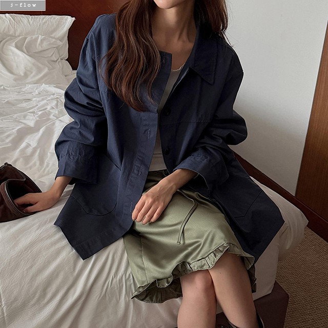 데밋 카라넥 빈티지 오버핏 야상 자켓 2col 가을 봄 워싱 코튼 워크자켓 제이플로우 이미지 8