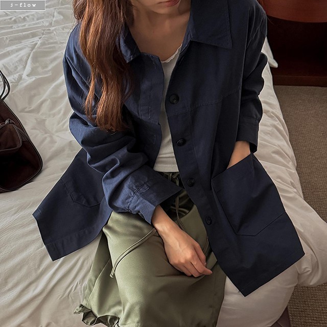 데밋 카라넥 빈티지 오버핏 야상 자켓 2col 가을 봄 워싱 코튼 워크자켓 제이플로우 이미지 7
