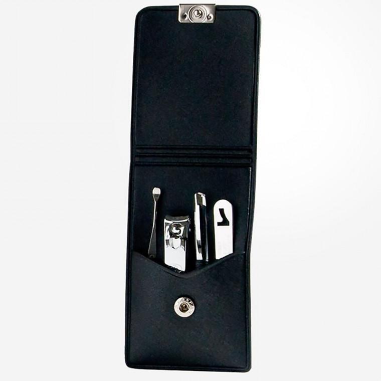 휴대용네일세트 가죽손톱깎이파우치 실버네일클리퍼 4PCS - 상품 이미지