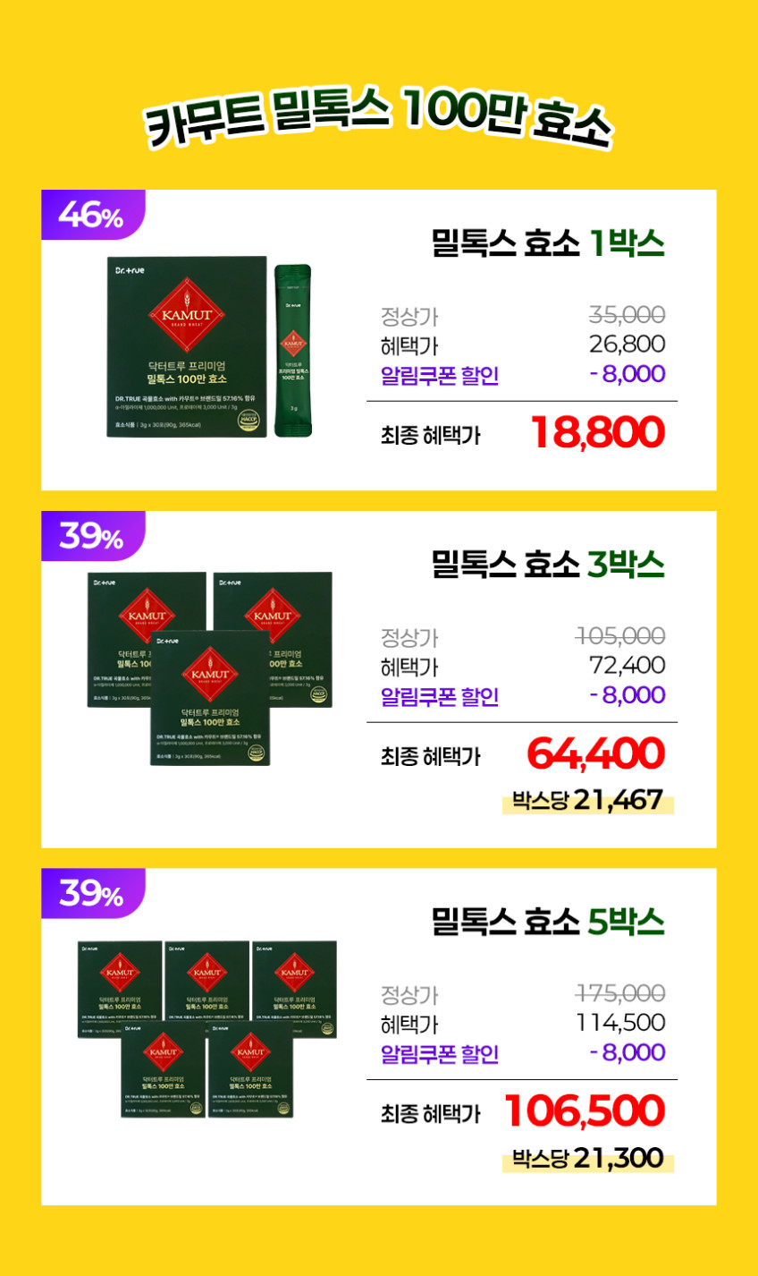 닥터트루 밀톡스 카무트 호라산밀 100만 효소 30포, 5개 판매처 상세 정보 이미지 2