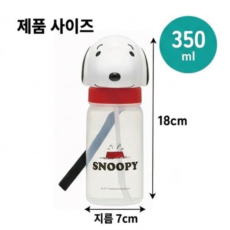 스누피 빨대 물통 페이스 스트로 물병 350ml - 상세 이미지 3