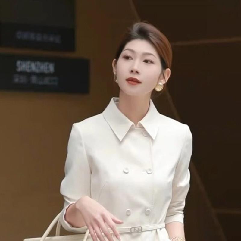 여성 슬림핏 정장 원피스 봄 가을 결혼식하객룩 상견례 돌잔치 모임 오피스룩 롱원피스 M - 상세 이미지 3