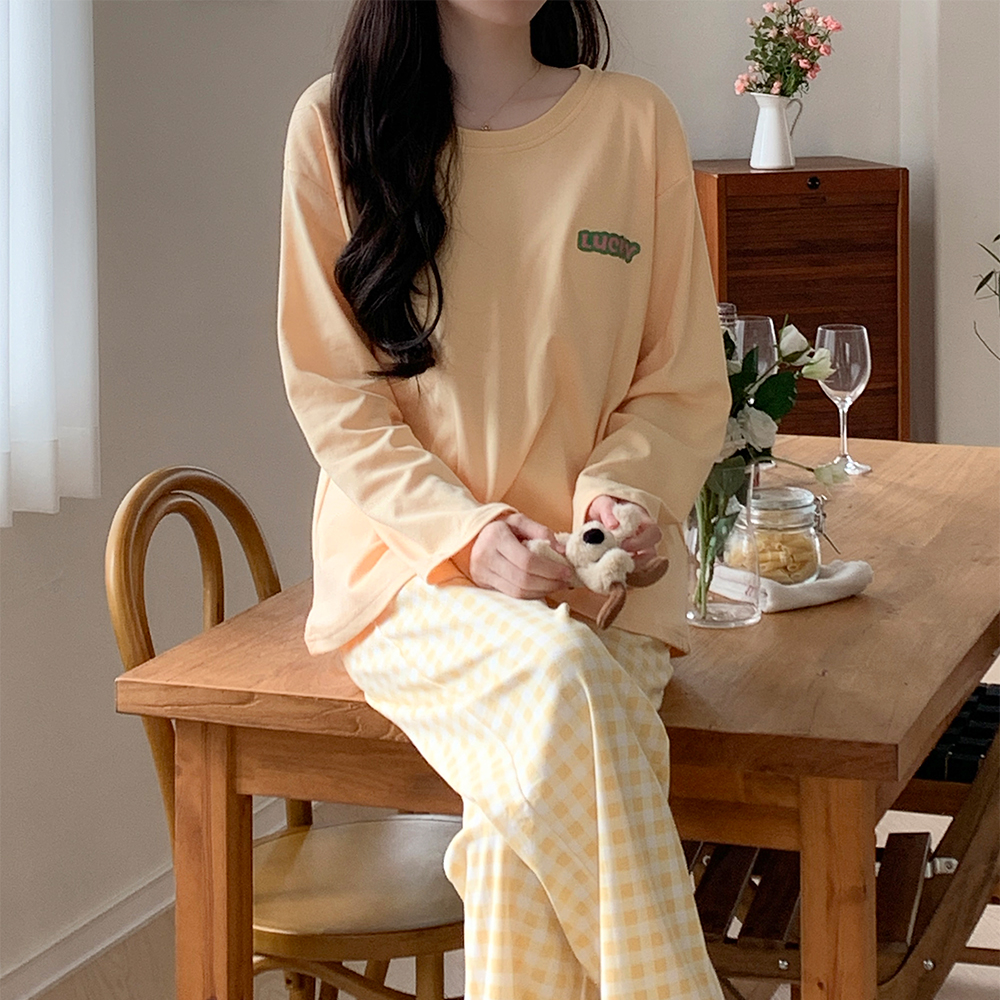 캡내장잠옷 4COLOR 순면 면100 노브라 이너캡 여자 홈웨어 여성 파자마 세트 - 상세 이미지 5