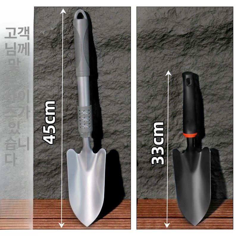 원예 꽃삽 철제 다육이 채소 화분 흙갈이 흙뒤집기 가드닝 도구 [연장형 두꺼운 경화강] 원예 대형 겸용 괭이 - 상세 이미지 4