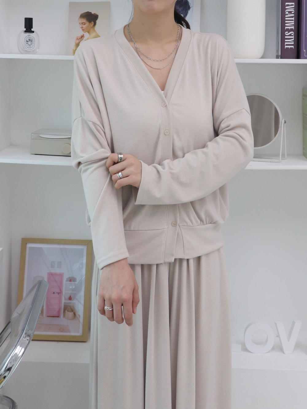 가을가디건 간절기 브이넥 빅사이즈 루즈핏 긴팔 가디건 이미지 6