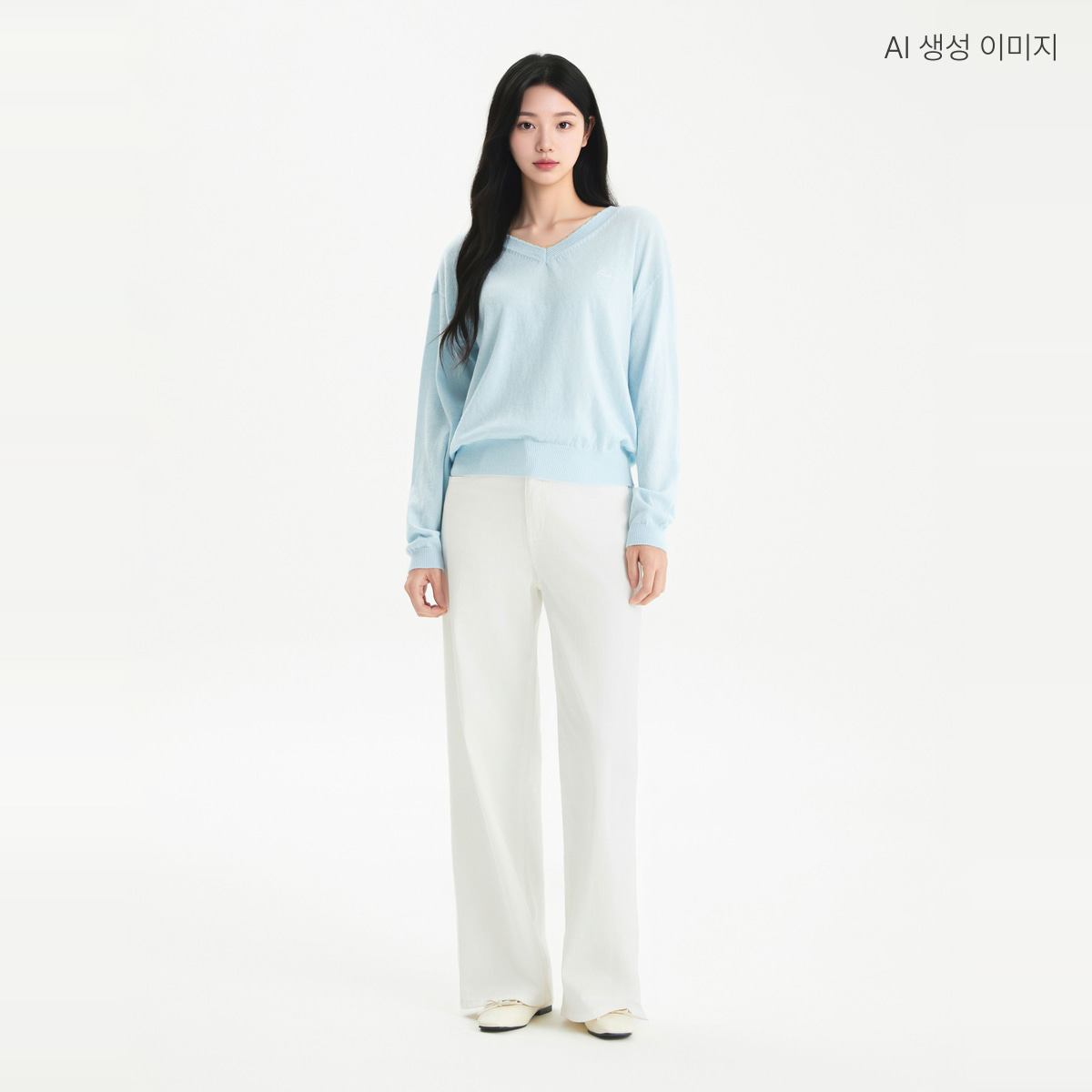 로엠 미니 자수 브이넥 풀오버 RMKAG49R16 - 상세 이미지 4