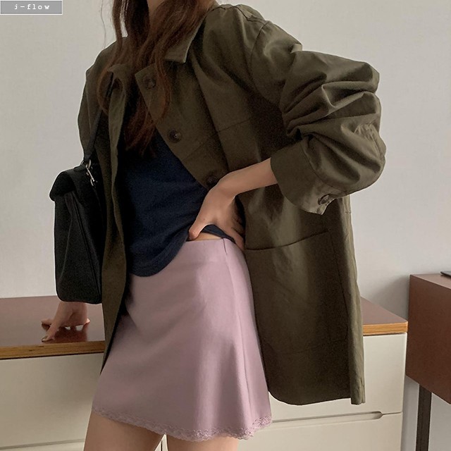 데밋 카라넥 빈티지 오버핏 야상 자켓 2col 가을 봄 워싱 코튼 워크자켓 제이플로우 이미지 6