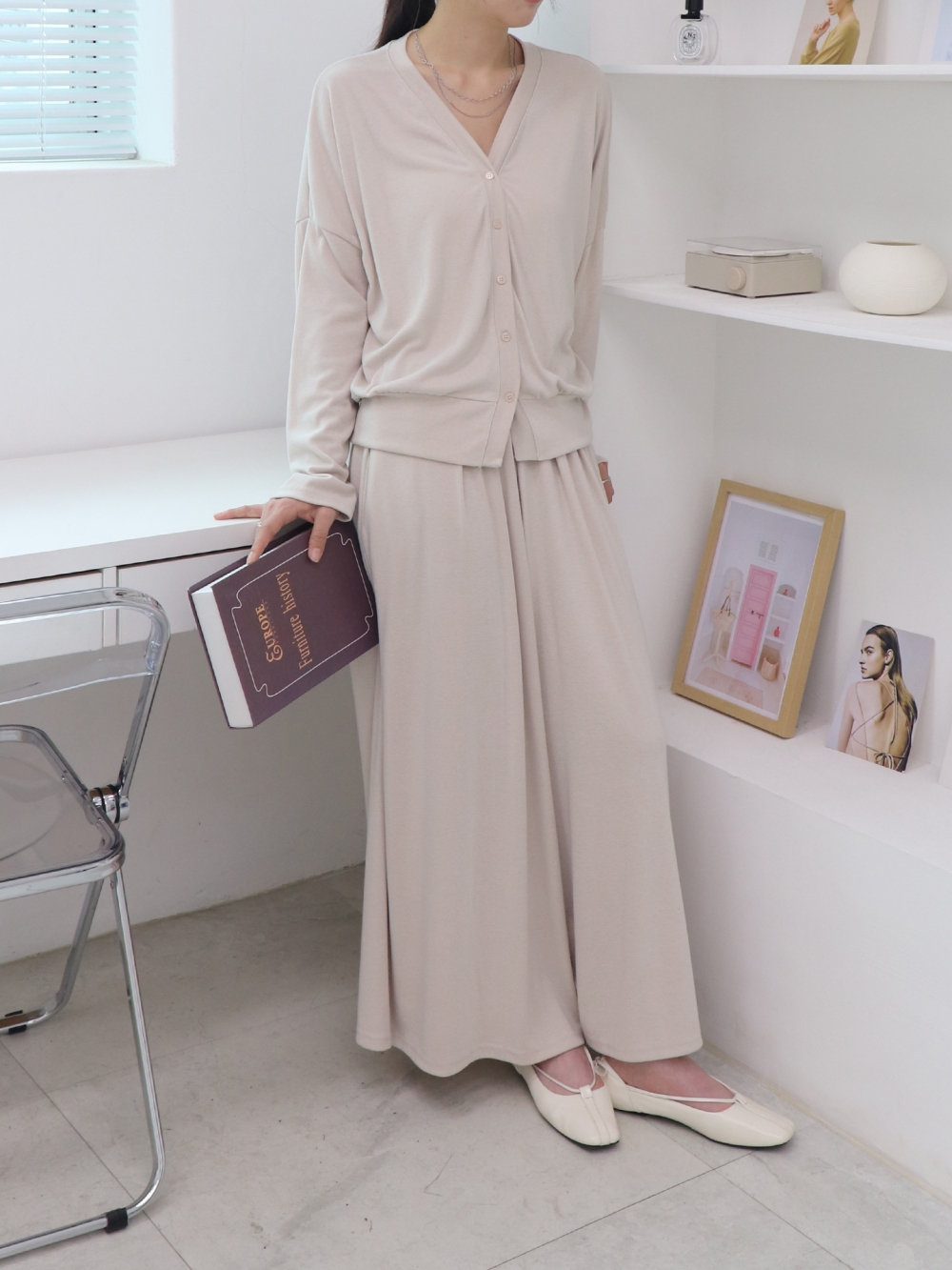 가을가디건 간절기 브이넥 빅사이즈 루즈핏 긴팔 가디건 - 상세 이미지 4
