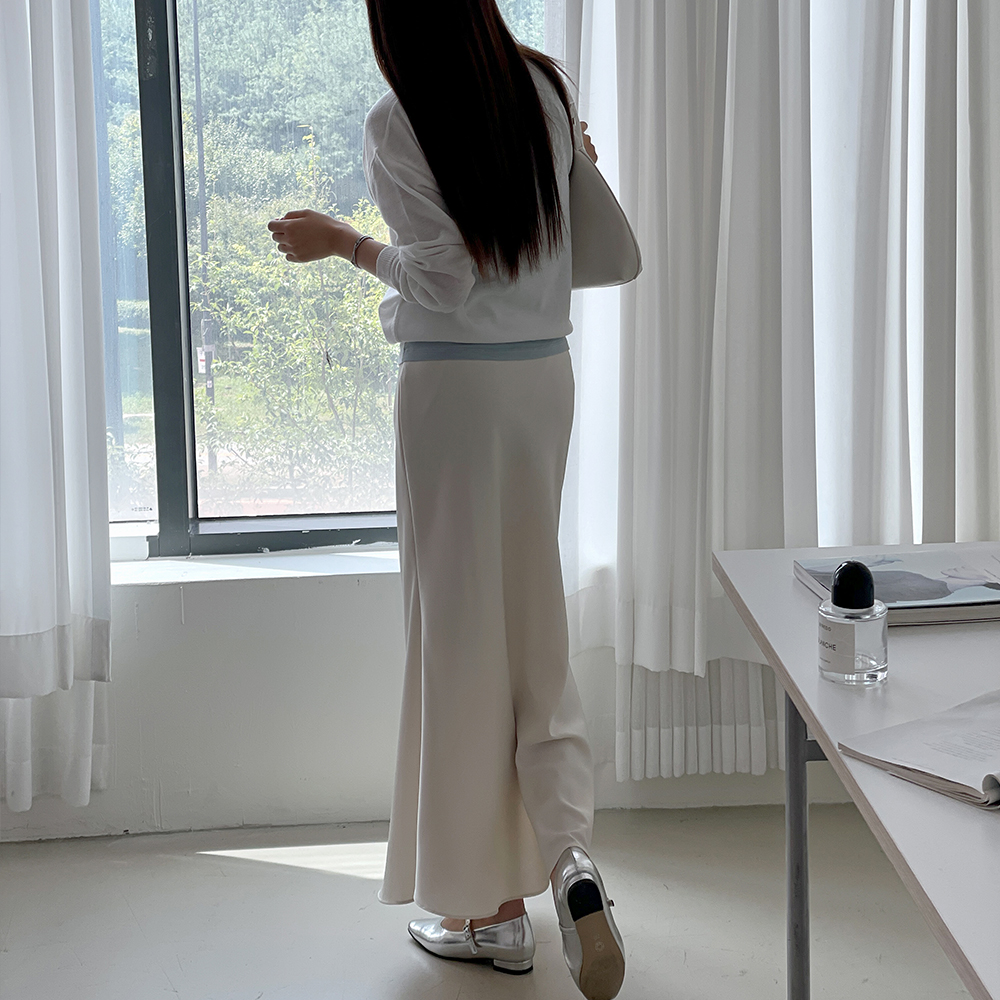 새틴스커트 머메이드 밴딩치마 H라인롱스커트 이미지 8