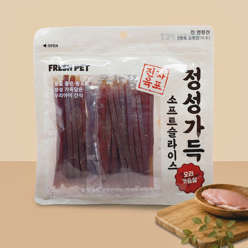 프레쉬펫 정성가득 사시미 애견 강아지간식 소프트 슬라이스 오리가슴살, 150g, 2개 - 상세 이미지 2