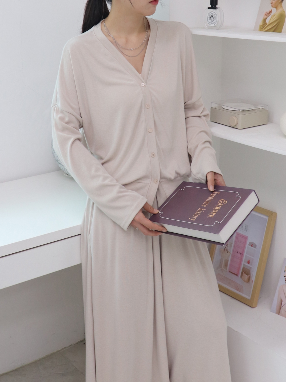 가을가디건 간절기 브이넥 빅사이즈 루즈핏 긴팔 가디건 - 상세 이미지 5