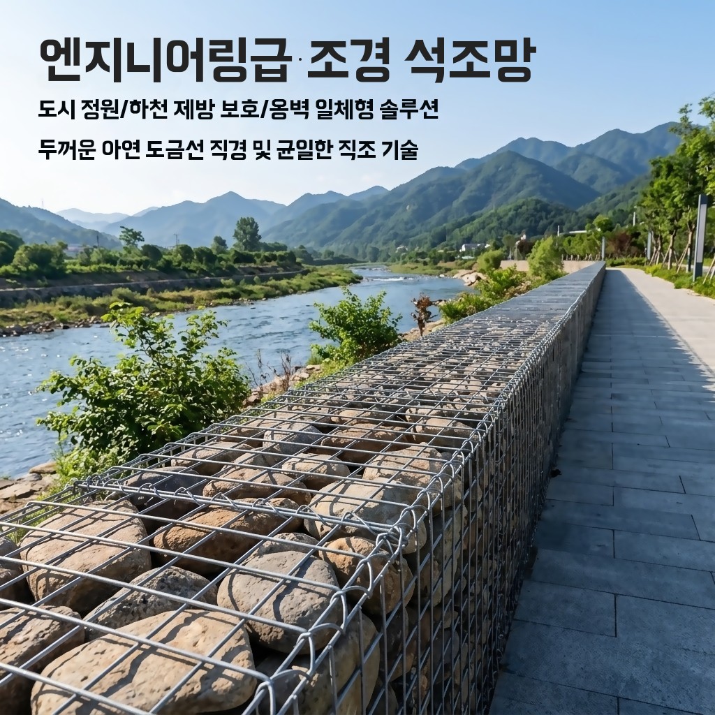 돌망태 개비온 담장 울타리 휀스 철망 사각 와이어 카페 - 상세 이미지 2
