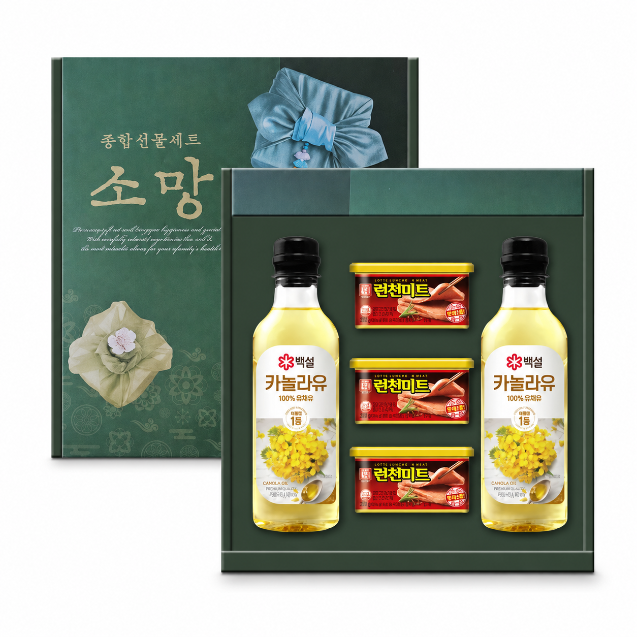 추석 명절 선물세트 백설 카놀라유 500ml 2병 + 한성 런천미트 200g 3캔 1세트 - 상세 이미지 3
