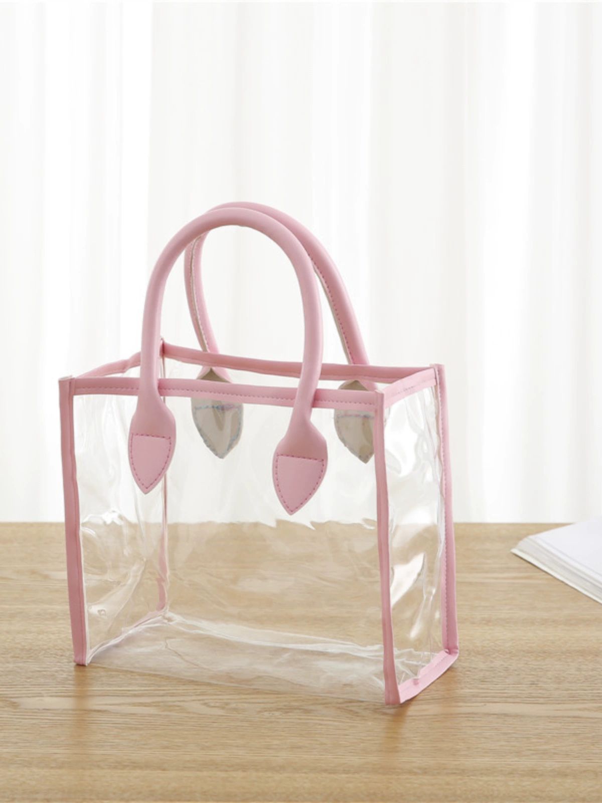손잡이 투명 PVC 가방 답례품 비닐백 화이트소형19x22 .5x11 CM - 상세 이미지 2