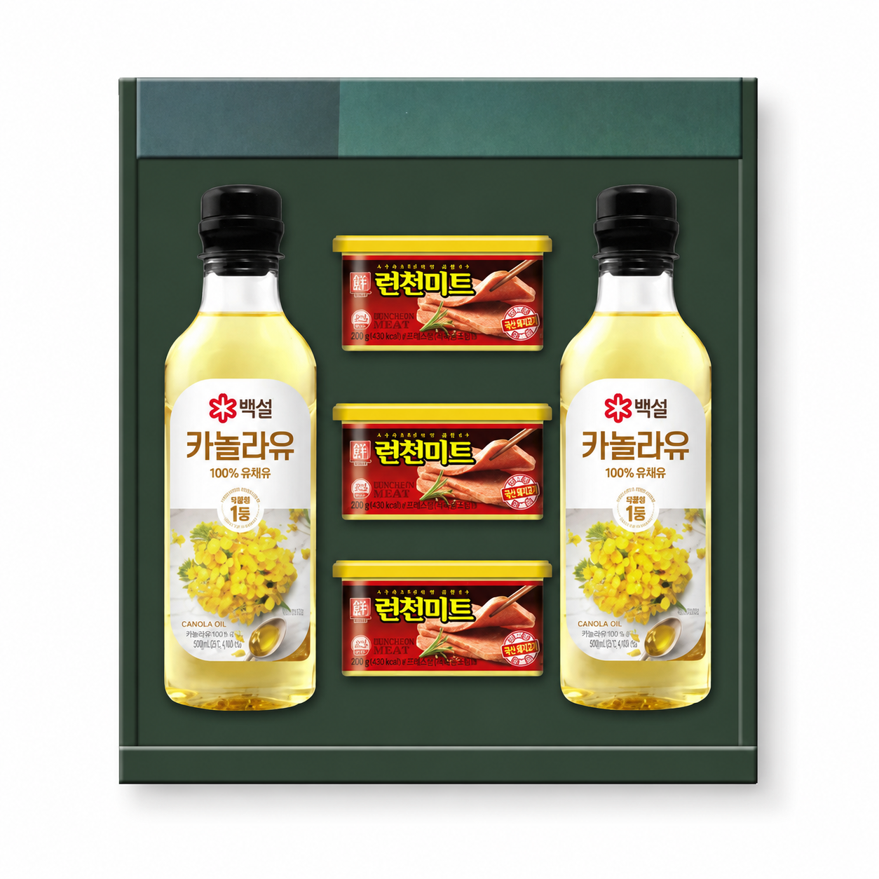 추석 명절 선물세트 백설 카놀라유 500ml 2병 + 한성 런천미트 200g 3캔 1세트 - 상세 이미지 2
