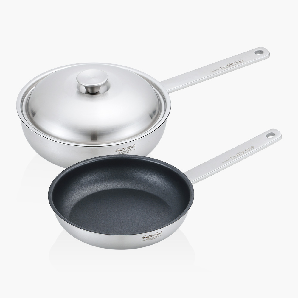 롤스보일 통3중 인덕션 후라이팬 세트 엑스칼리버 프라이팬 22cm, 궁중팬24cm 2종 - 상품 이미지
