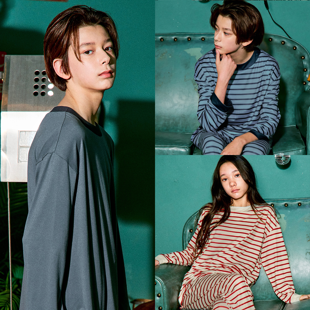 마밤 MSMV 아동 주니어 잠옷 피치기모 링거9부 초등학생 내의 키즈 실내복 20COLOR