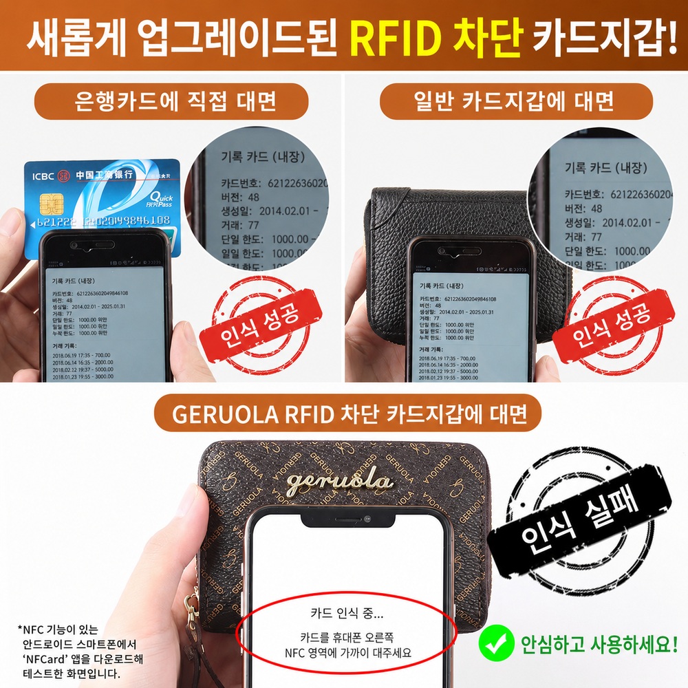RFID 차단 아코디언 카드지갑 12칸 지퍼형 카드수납 지갑 - 상세 이미지 2