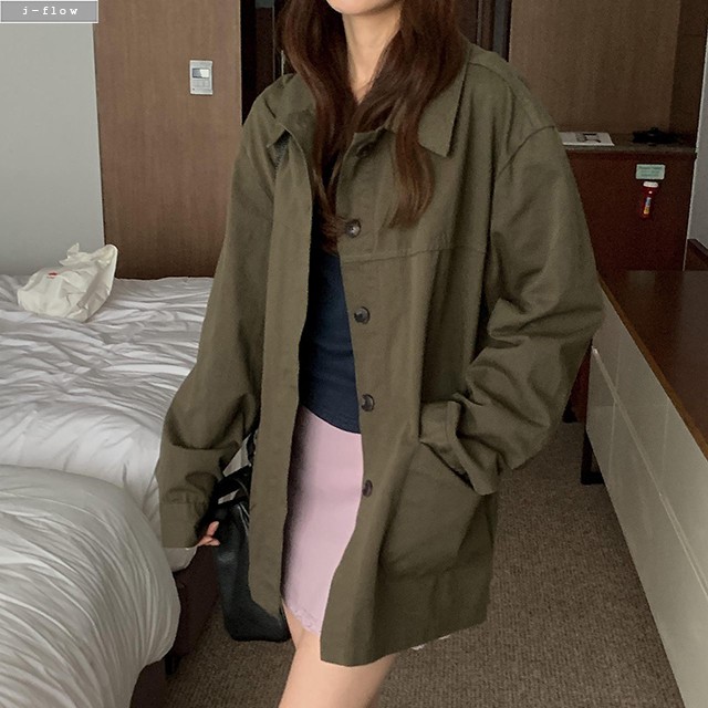 데밋 카라넥 빈티지 오버핏 야상 자켓 2col 가을 봄 워싱 코튼 워크자켓 제이플로우 - 상세 이미지 5