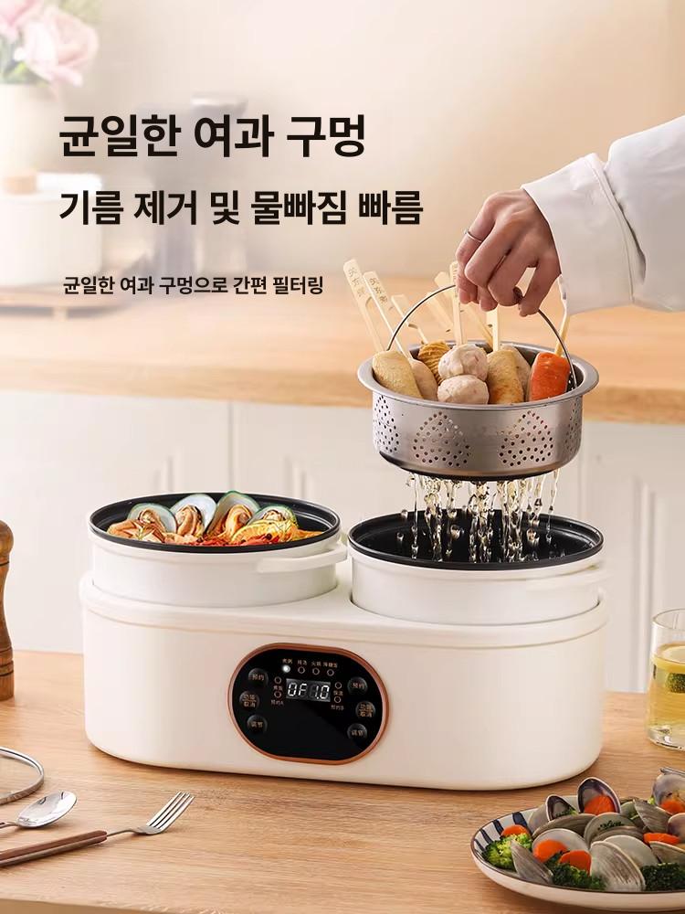 다기능 전기냄비 듀얼 멀티쿠커 전골 찜 라면 국 요리 가정용 조리기 1 단계 분리형 내솥 [3.6L] - 상세 이미지 2