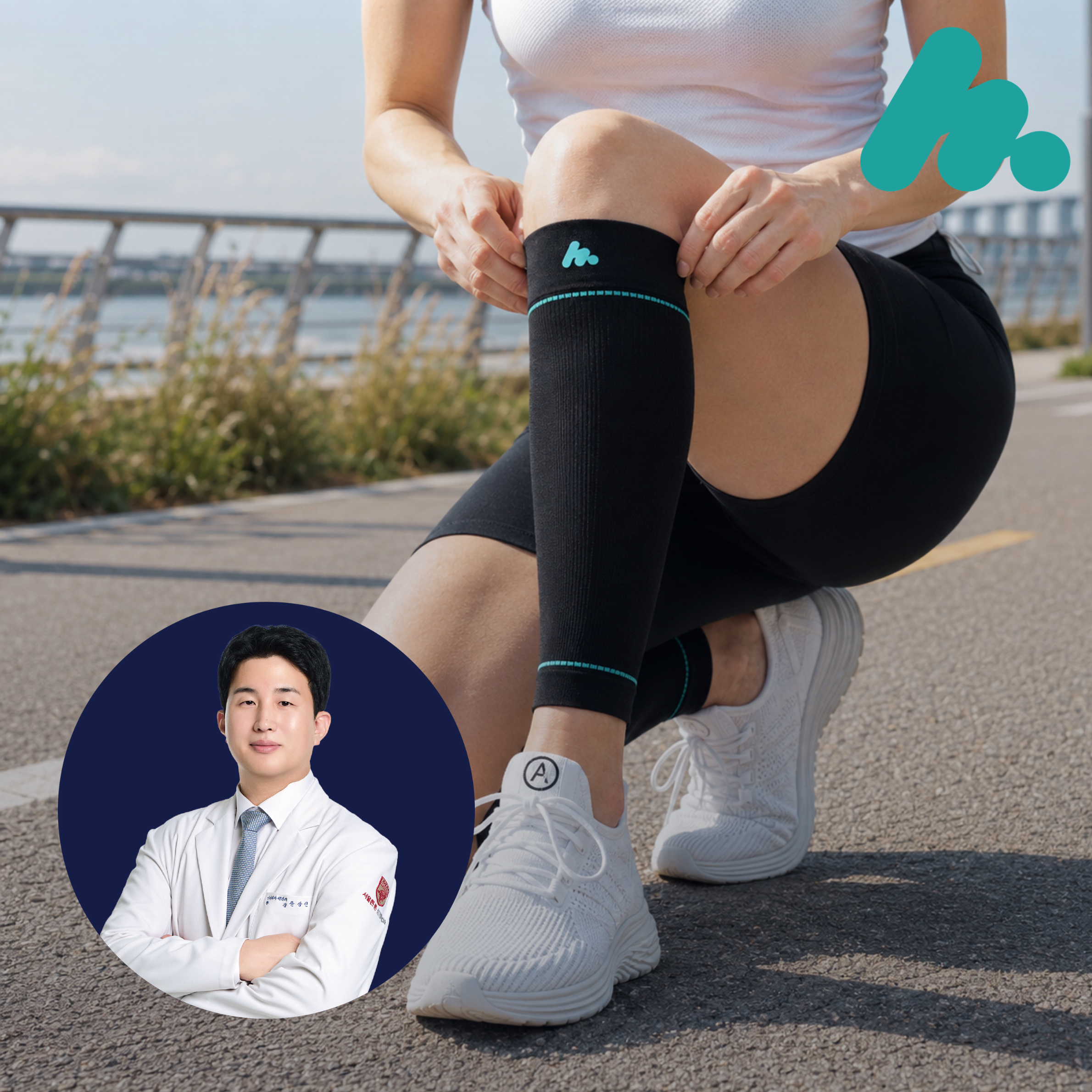 뮤피츠 종아리보호대 카프슬리브 러닝 배드민턴 스포츠 압박 밴드 1세트 - 상품 이미지