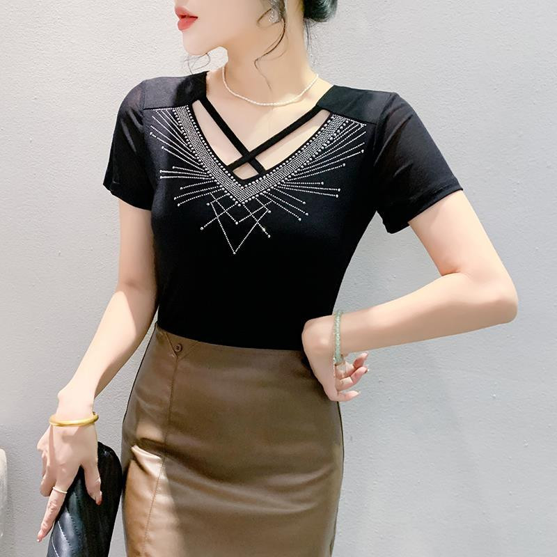 라인댄스복 여성 댄스복 라틴 줌바 연습복 공연상의 블랙 - 상품 이미지