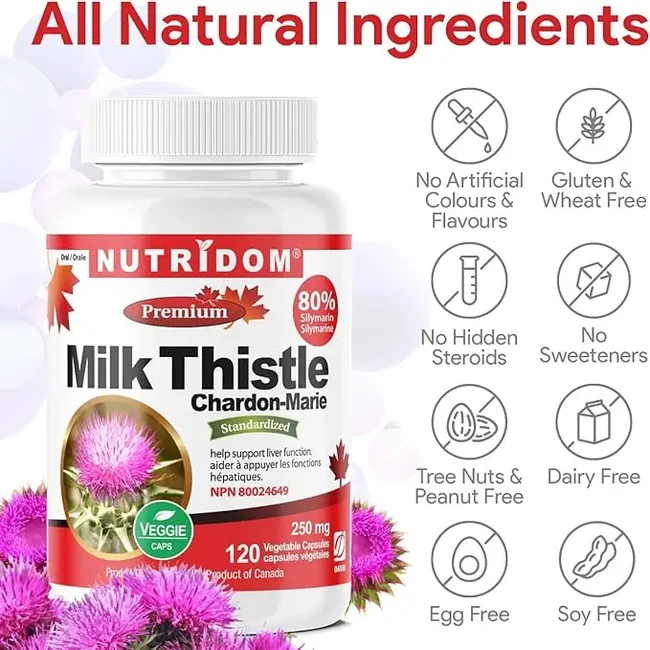 뉴트리돔 밀크씨슬 250mg 실리마린 80% 밀크시슬 120캡슐, 1개 이미지 8
