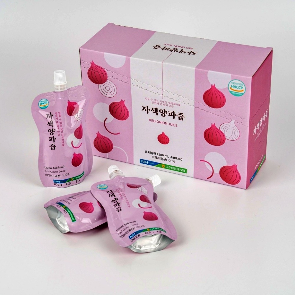 무안 양파즙 무첨가 무안 자색 양파즙 빨간 적양파 즙 120ml, 10포, 1개 - 상품 이미지