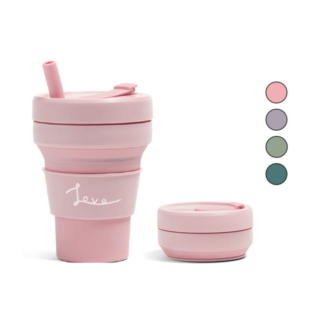 스토조 접이식 실리콘 텀블러 비기 컬렉션 470ml, 캘리그라피 카네이션