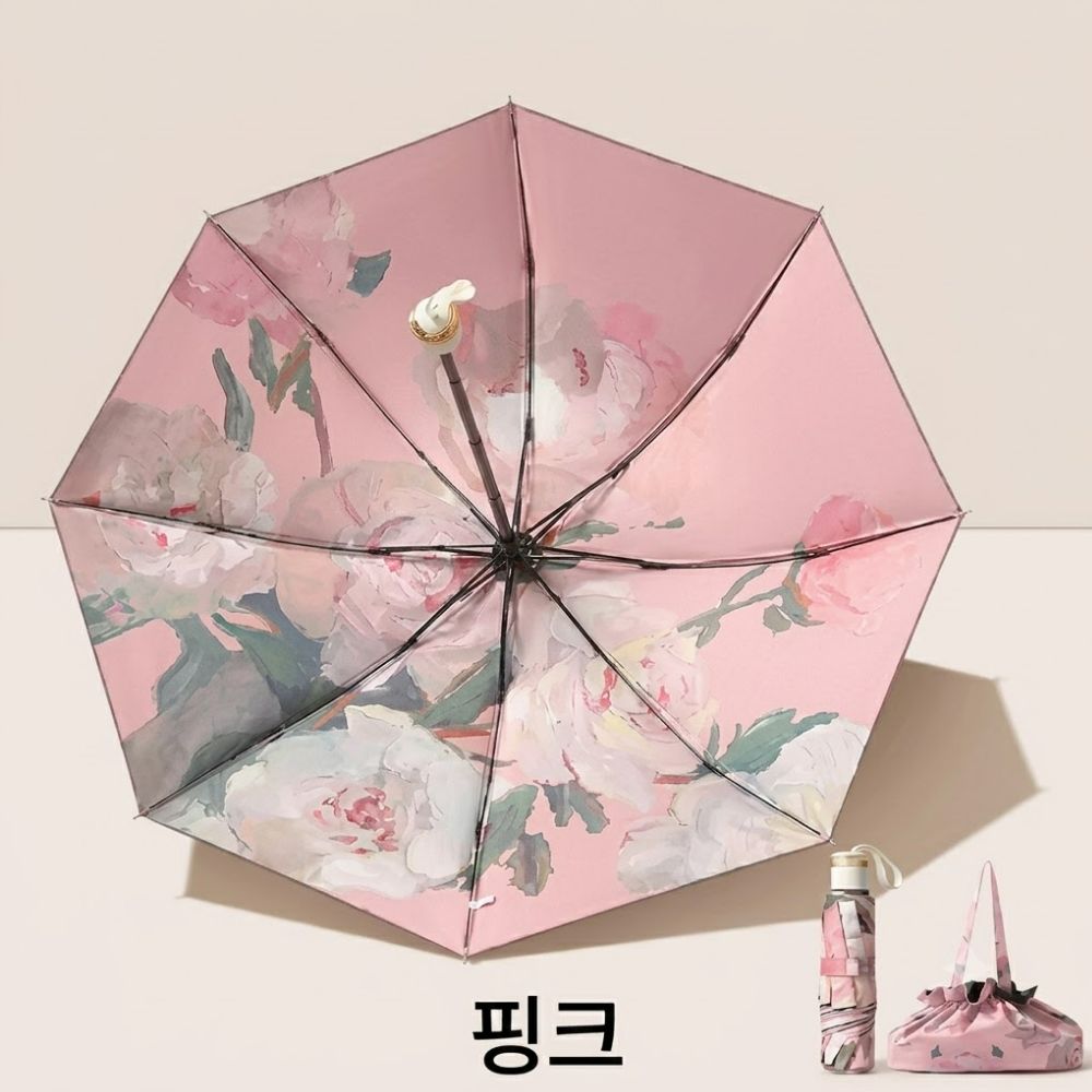 꽃무늬양우산 엄마양산 이중암막 차광양산 할머니 햇빛차단 - 상세 이미지 2