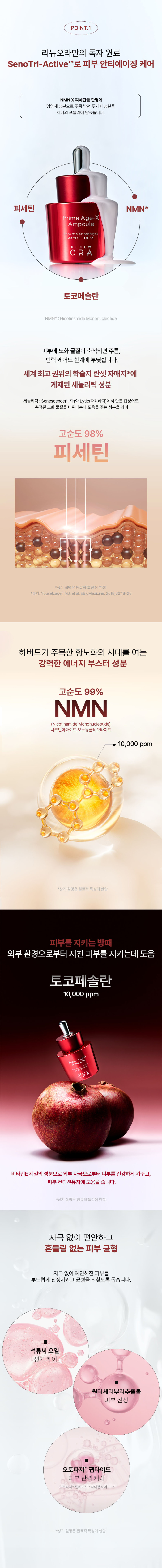 NMN+피세틴 안티에이징 앰플 [여배우 PICK] 리뉴오라 프라임 에이지엑스 앰플 30ml, 1개 판매처 상세 정보 이미지 3