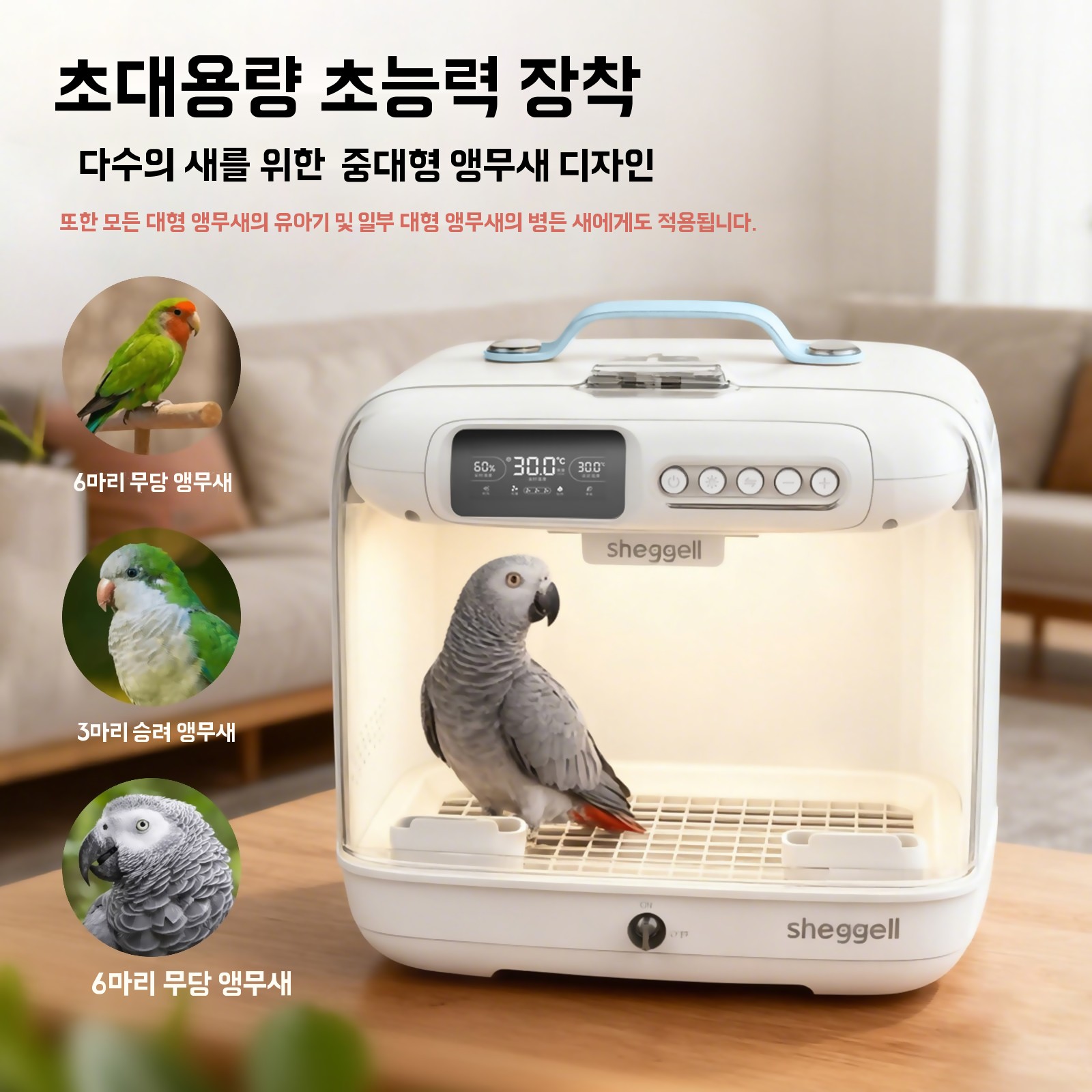 앵무새이동장 보온상자 스마트온도조절기 가습기겸용 조류보온케이지 기본형 - 상세 이미지 3