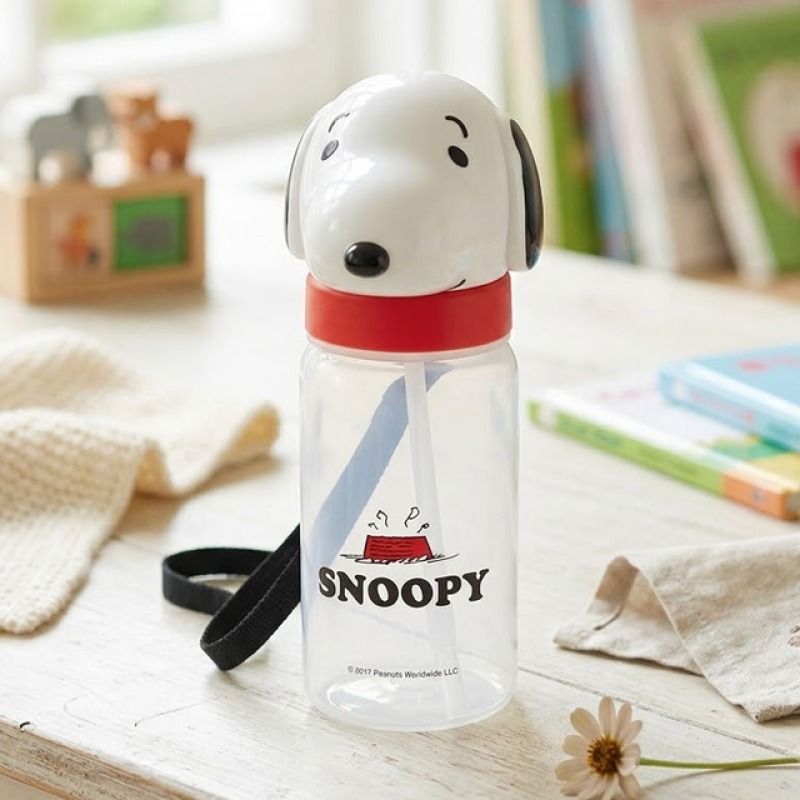 스누피 빨대 물통 페이스 스트로 물병 350ml - 상품 이미지
