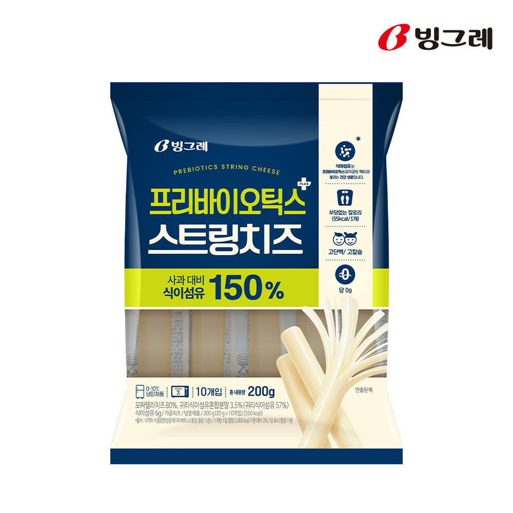 빙그레 프리바이오틱스 스트링치즈 10개입 x 3팩 600g 스트링치즈 - 상품 이미지