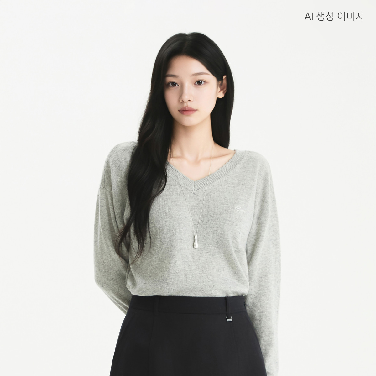 로엠 미니 자수 브이넥 풀오버 RMKAG49R16 - 상세 이미지 5