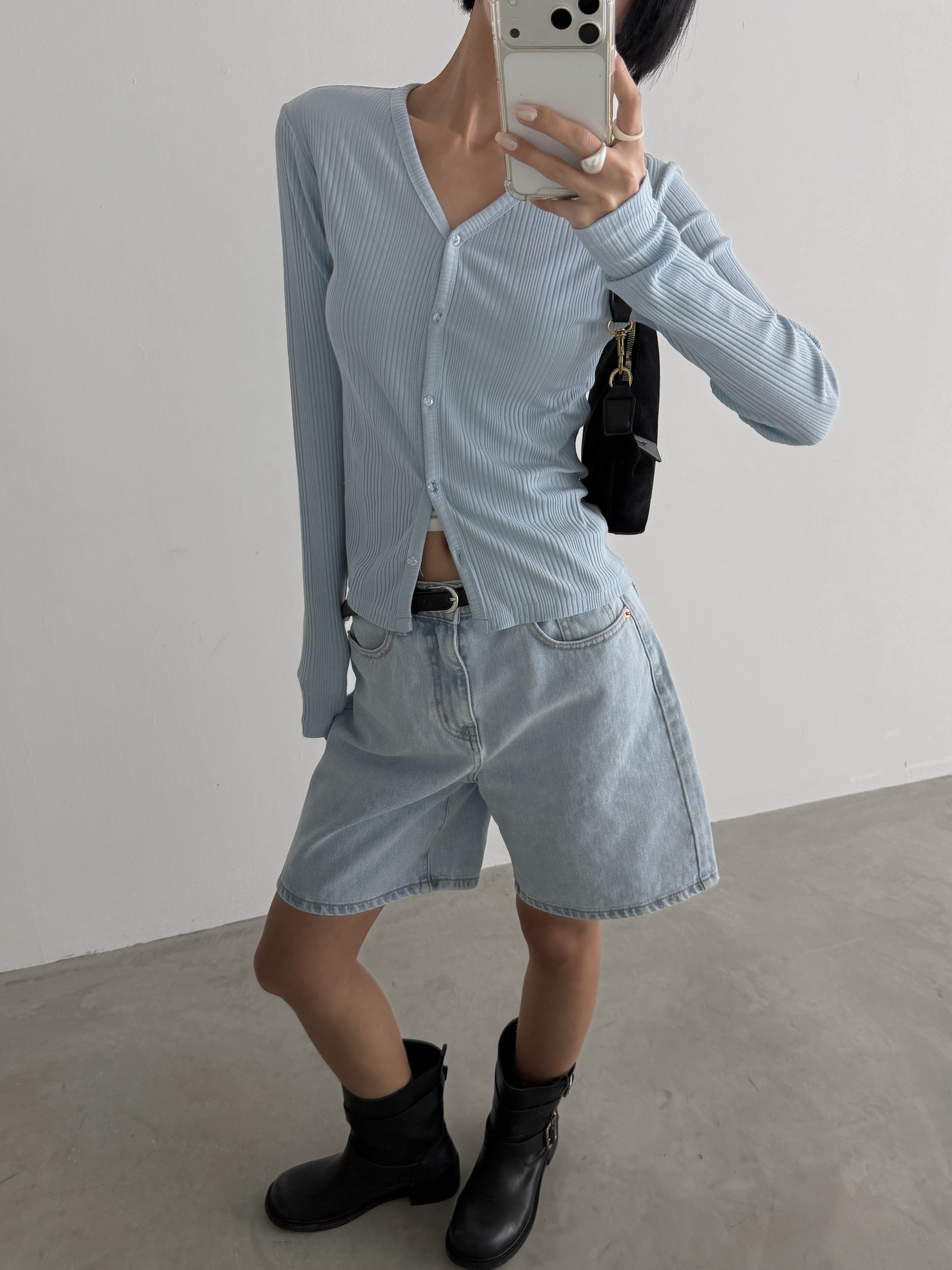 켈틴 골지가디건 여성 가을 브이넥 슬림핏 긴팔 버튼 데일리 모달 이미지 6