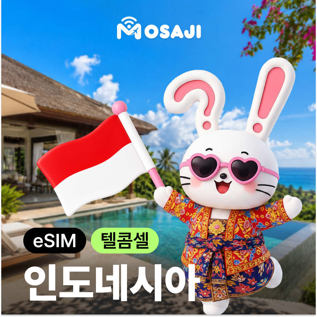 발리이심 인도네시아 eSIM 자카르타 룸복 E심 텔콤셀 매일 1GB 4일 - 상품 이미지