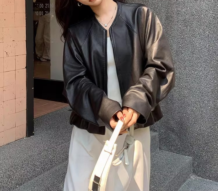 하프레더 자켓 천연 양가죽자켓 리얼 라이더 봄버 블루종 가죽자켓 이미지 7