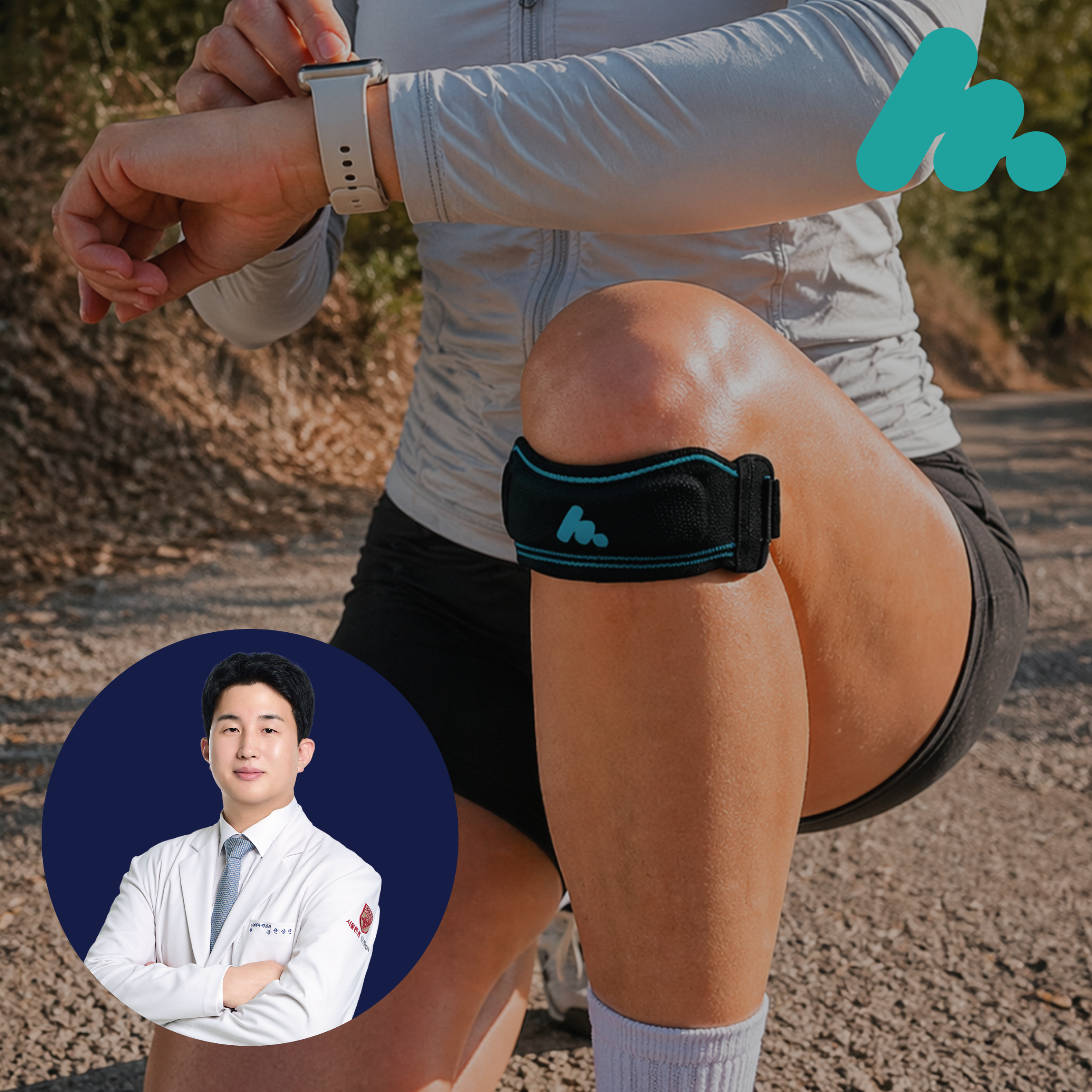 뮤피츠 코어 무릎보호대 러닝 달리기 슬개골 슬개건 연골 테이핑 배드민턴 크로스핏 스트랩 상품 이미지