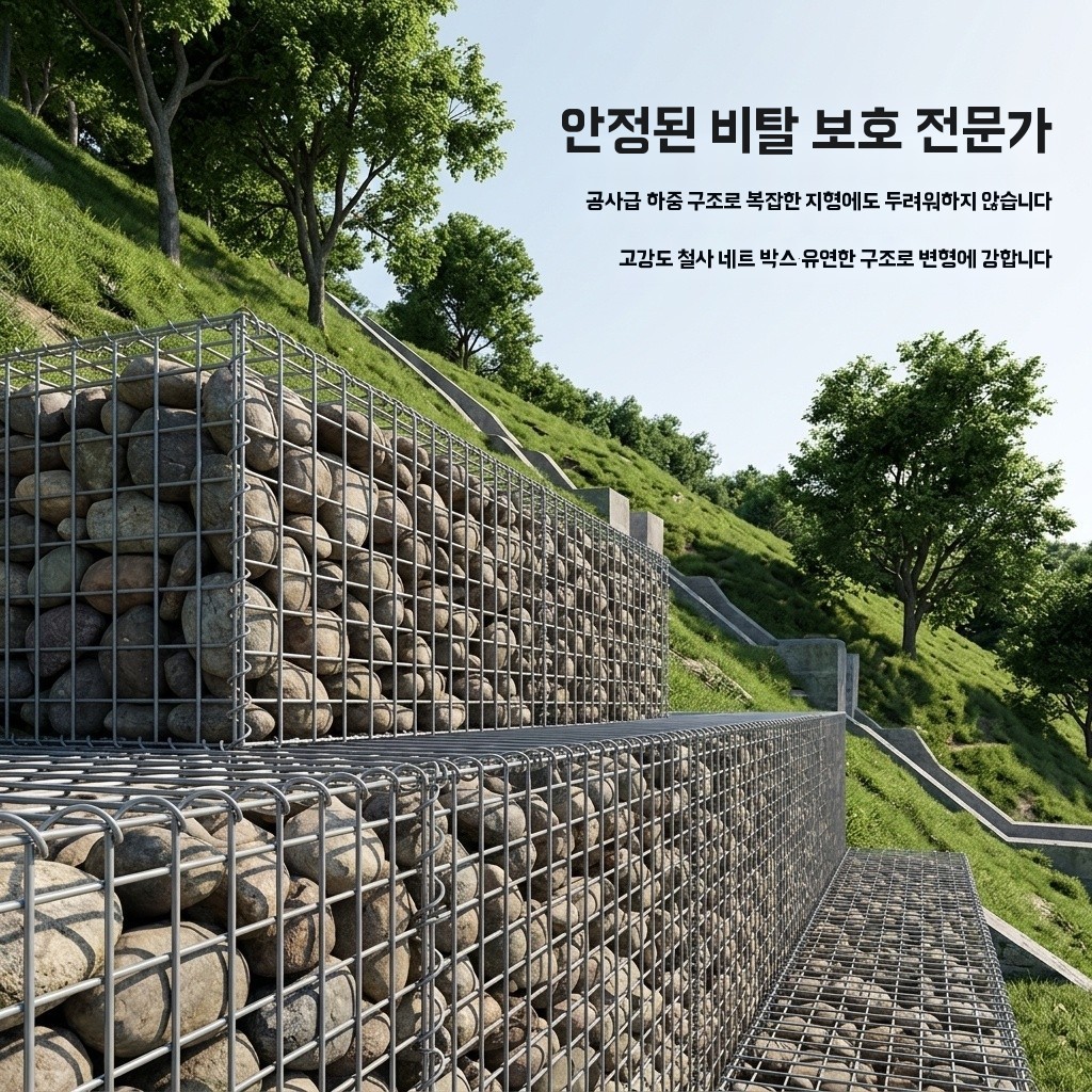 돌망태 개비온 담장 울타리 휀스 철망 사각 와이어 카페 - 상세 이미지 4