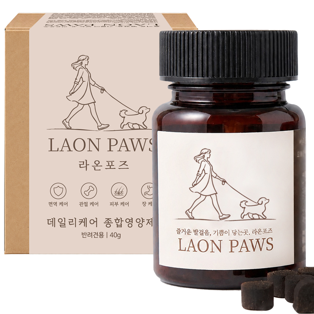라온포즈 강아지 종합 영양제 면역 피부 관절 보조제 멀티케어 소용량 40g, 1개 - 상품 이미지