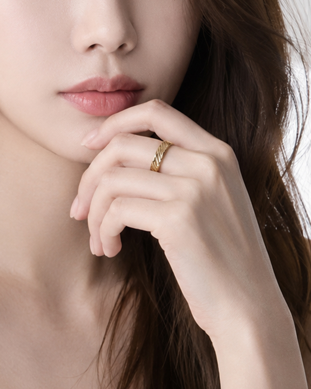 사선 커팅 반지 골든아워 레인컷 남녀 커플링 스텍킹 레이어드 심플 데일리 밴드 - 상세 이미지 3